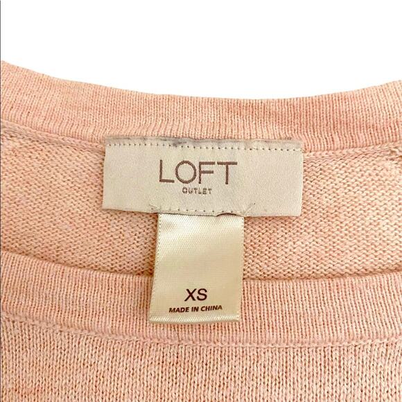 Ann Taylor Loft Factory Light Pink Textured Sleeves Sweater, Size XS - Picture 9 of 9